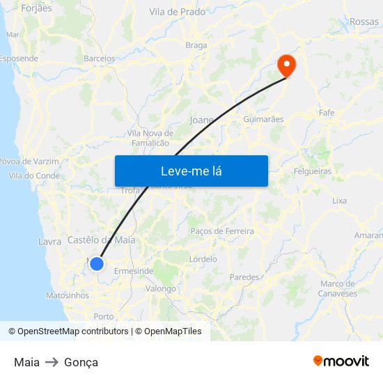 Maia to Gonça map
