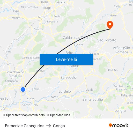 Esmeriz e Cabeçudos to Gonça map