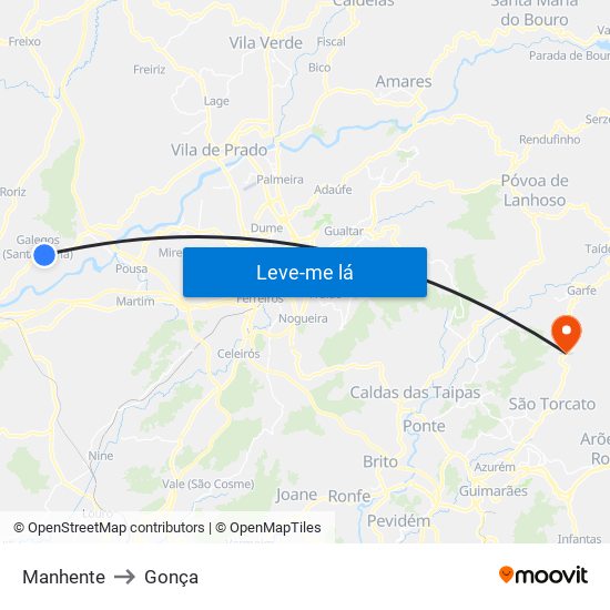 Manhente to Gonça map