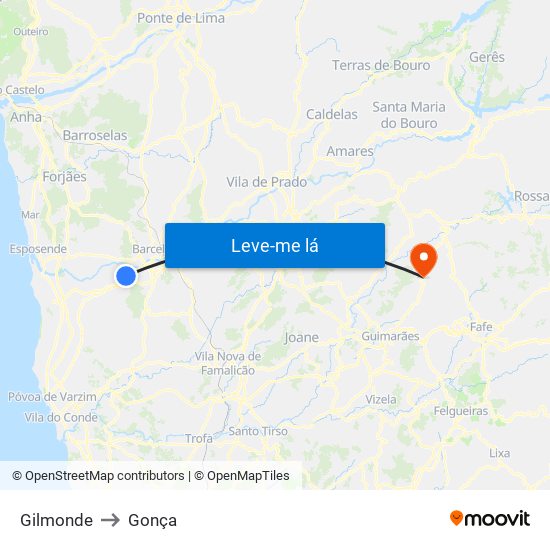 Gilmonde to Gonça map