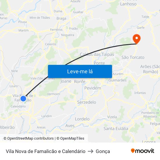 Vila Nova de Famalicão e Calendário to Gonça map