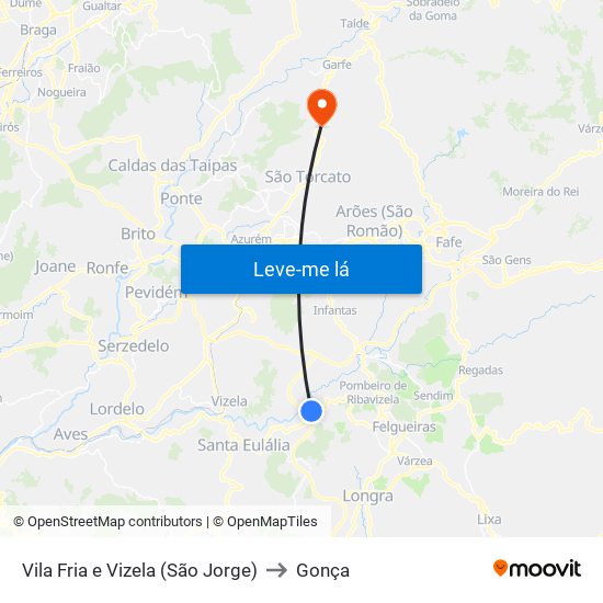 Vila Fria e Vizela (São Jorge) to Gonça map