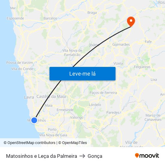 Matosinhos e Leça da Palmeira to Gonça map