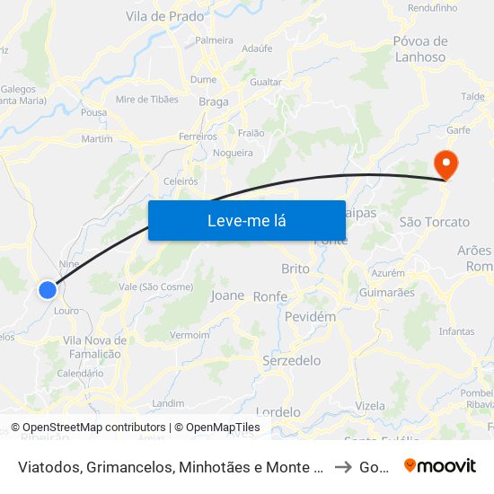 Viatodos, Grimancelos, Minhotães e Monte de Fralães to Gonça map