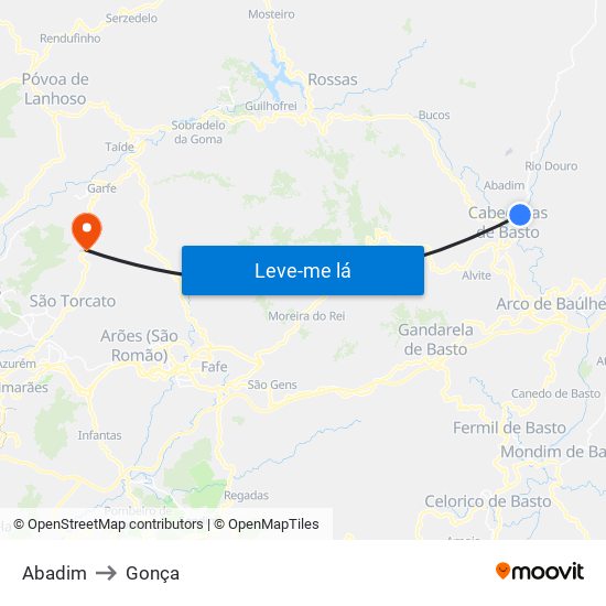 Abadim to Gonça map