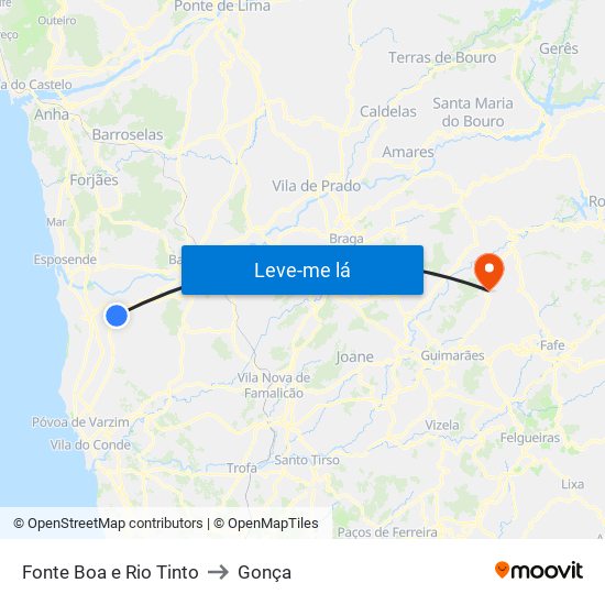 Fonte Boa e Rio Tinto to Gonça map