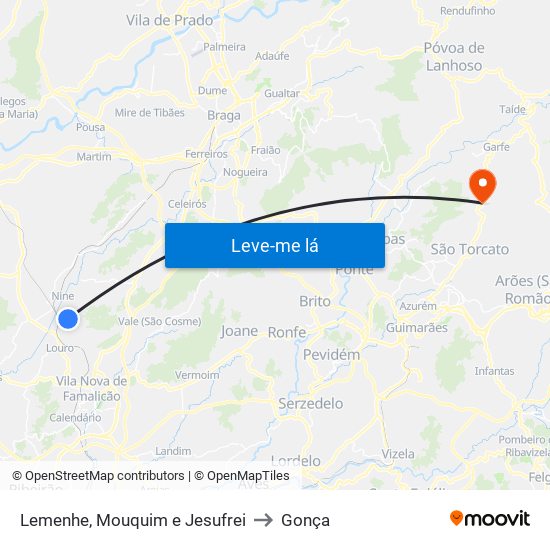 Lemenhe, Mouquim e Jesufrei to Gonça map