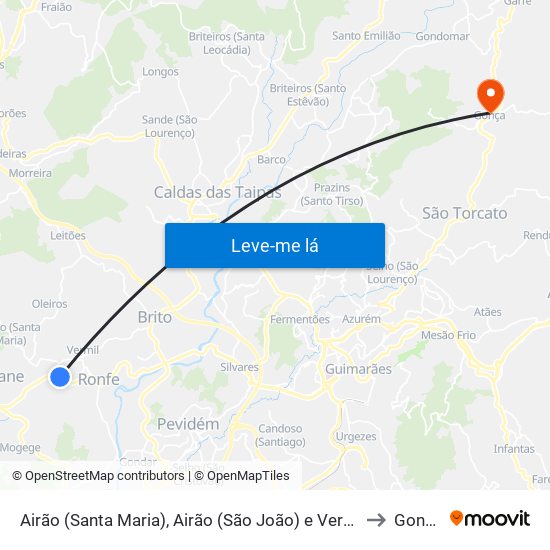 Airão (Santa Maria), Airão (São João) e Vermil to Gonça map