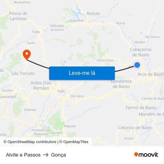 Alvite e Passos to Gonça map