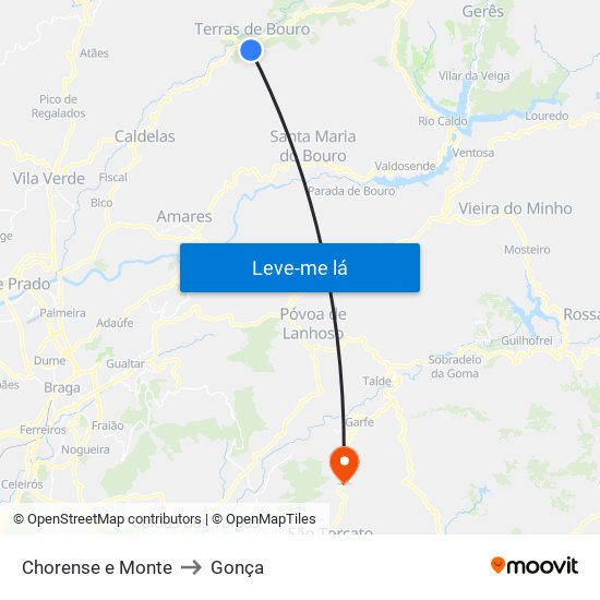 Chorense e Monte to Gonça map