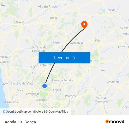 Agrela to Gonça map