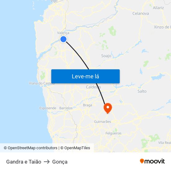 Gandra e Taião to Gonça map