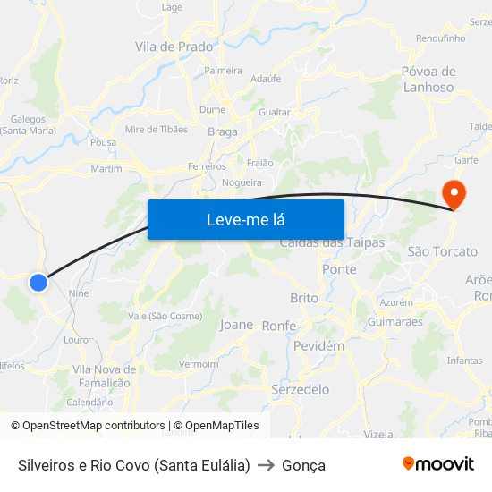 Silveiros e Rio Covo (Santa Eulália) to Gonça map