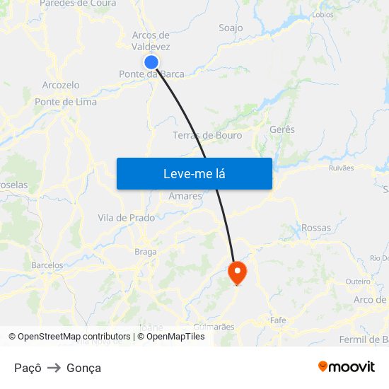 Paçô to Gonça map