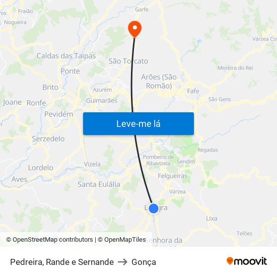 Pedreira, Rande e Sernande to Gonça map