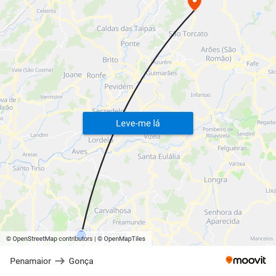 Penamaior to Gonça map