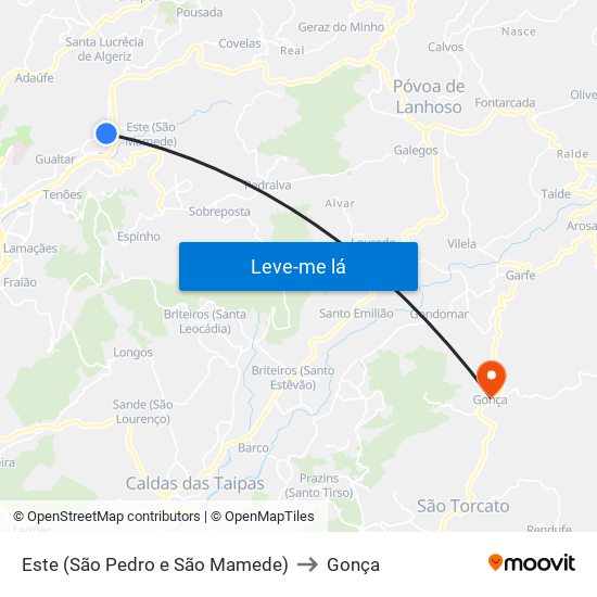 Este (São Pedro e São Mamede) to Gonça map