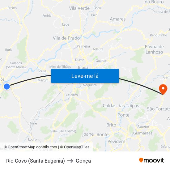 Rio Covo (Santa Eugénia) to Gonça map