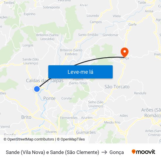 Sande (Vila Nova) e Sande (São Clemente) to Gonça map