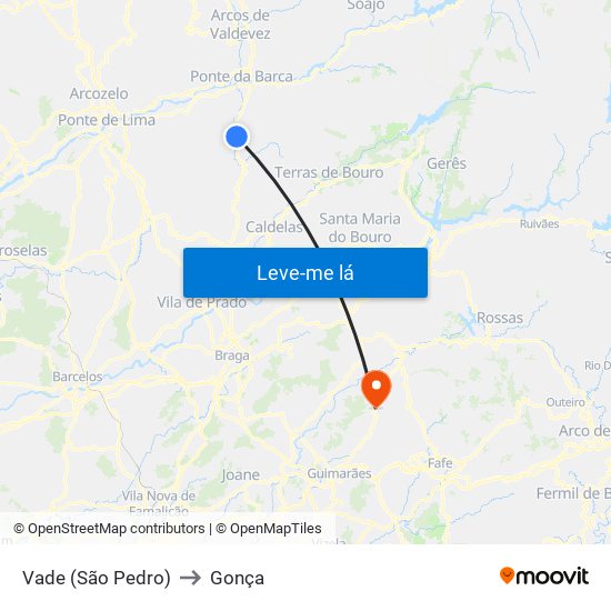 Vade (São Pedro) to Gonça map
