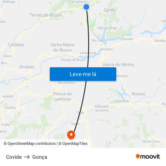 Covide to Gonça map