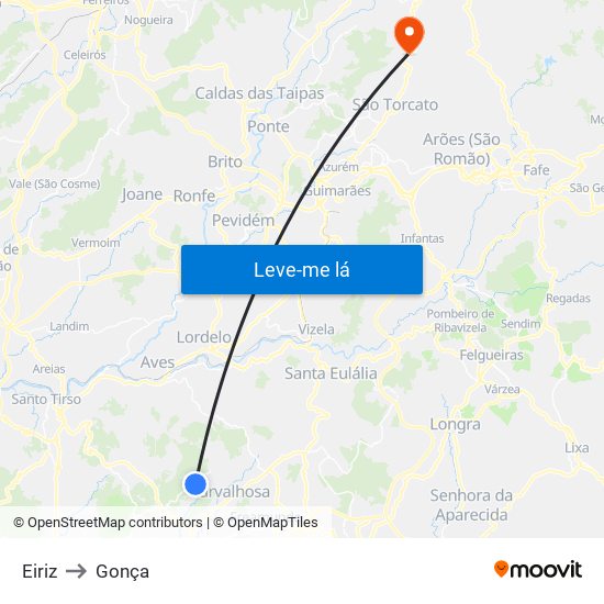 Eiriz to Gonça map
