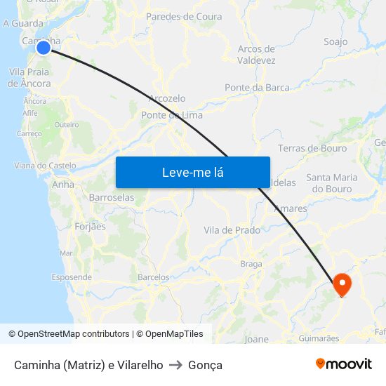 Caminha (Matriz) e Vilarelho to Gonça map