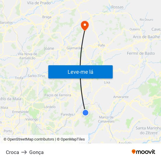 Croca to Gonça map