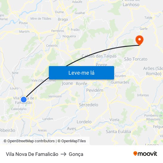 Vila Nova De Famalicão to Gonça map