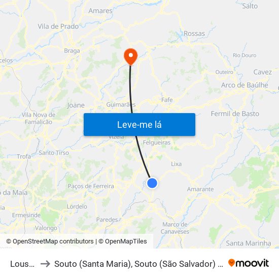 Lousada to Souto (Santa Maria), Souto (São Salvador) e Gondomar map