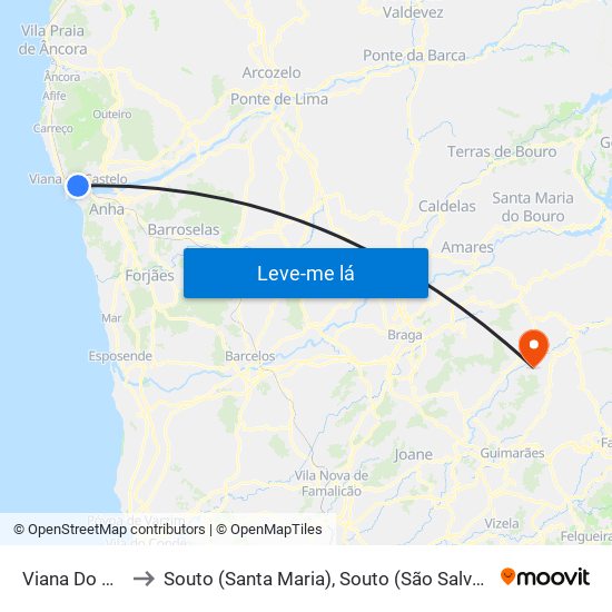 Viana Do Castelo to Souto (Santa Maria), Souto (São Salvador) e Gondomar map