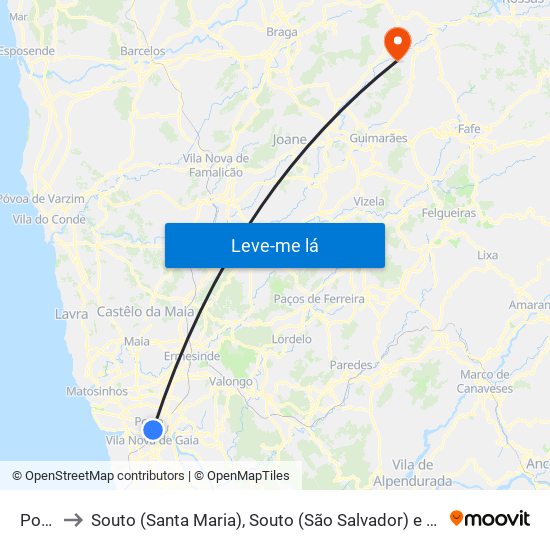 Porto to Souto (Santa Maria), Souto (São Salvador) e Gondomar map