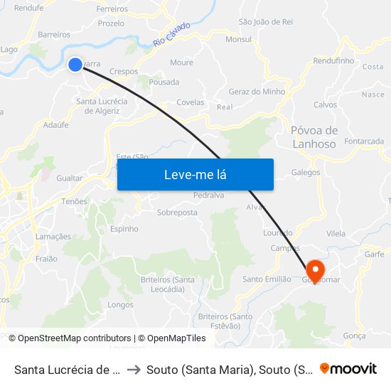 Santa Lucrécia de Algeriz e Navarra to Souto (Santa Maria), Souto (São Salvador) e Gondomar map