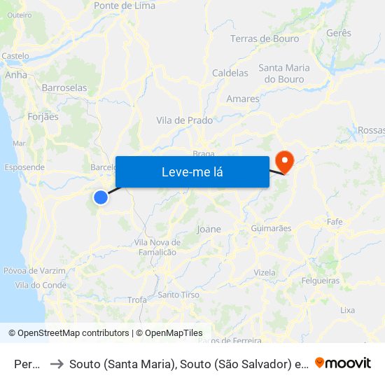 Pereira to Souto (Santa Maria), Souto (São Salvador) e Gondomar map