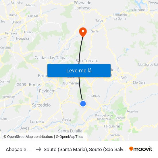 Abação e Gémeos to Souto (Santa Maria), Souto (São Salvador) e Gondomar map