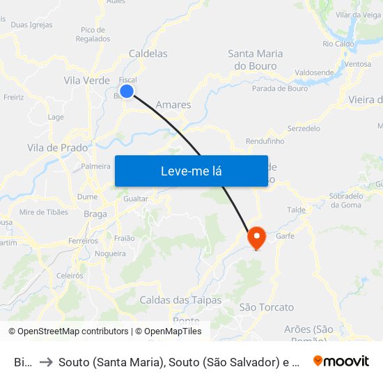 Bico to Souto (Santa Maria), Souto (São Salvador) e Gondomar map