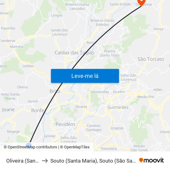 Oliveira (Santa Maria) to Souto (Santa Maria), Souto (São Salvador) e Gondomar map