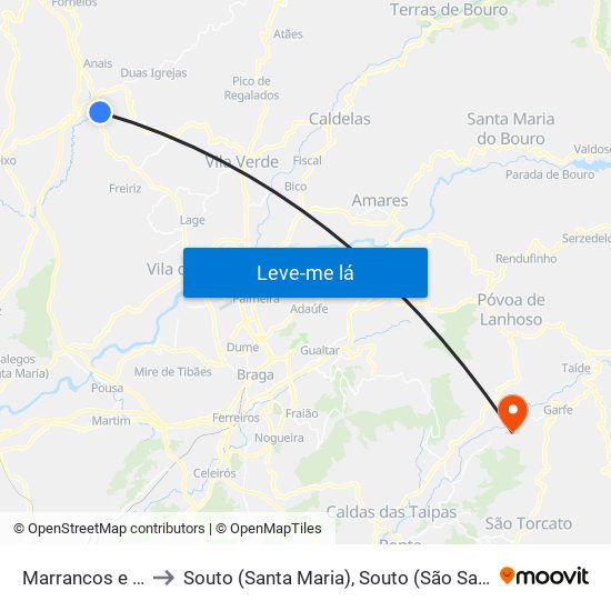 Marrancos e Arcozelo to Souto (Santa Maria), Souto (São Salvador) e Gondomar map