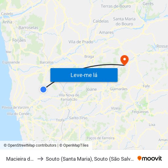 Macieira de Rates to Souto (Santa Maria), Souto (São Salvador) e Gondomar map