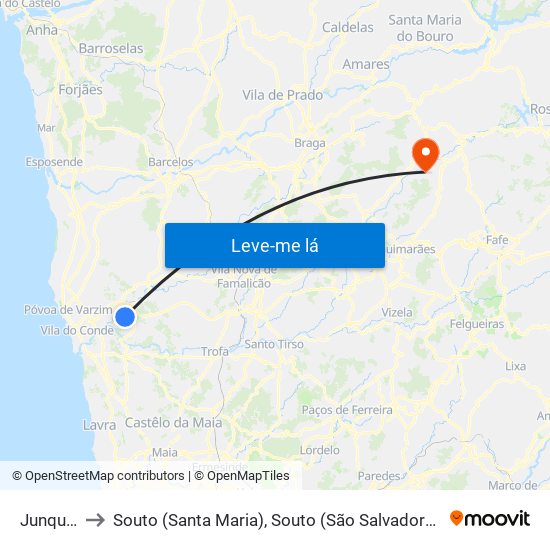 Junqueira to Souto (Santa Maria), Souto (São Salvador) e Gondomar map