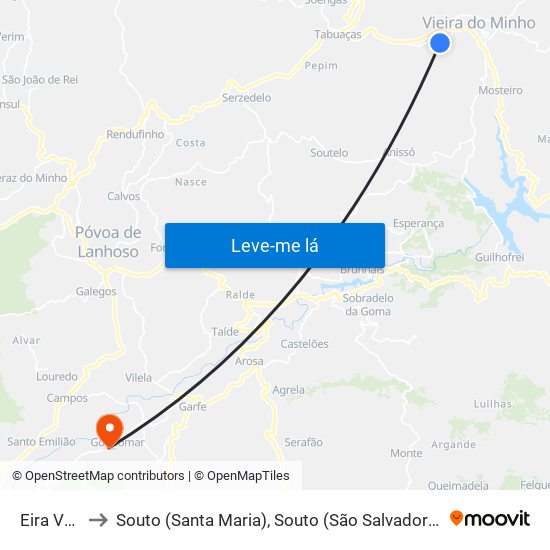 Eira Vedra to Souto (Santa Maria), Souto (São Salvador) e Gondomar map