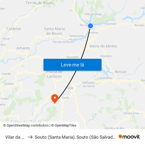 Vilar da Veiga to Souto (Santa Maria), Souto (São Salvador) e Gondomar map