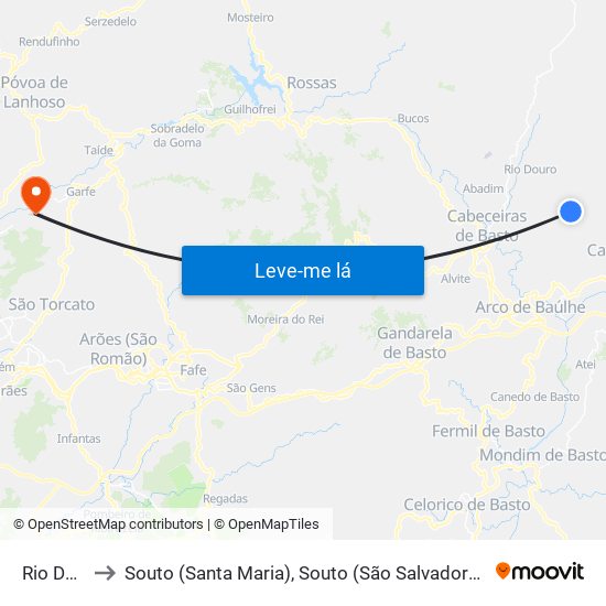 Rio Douro to Souto (Santa Maria), Souto (São Salvador) e Gondomar map