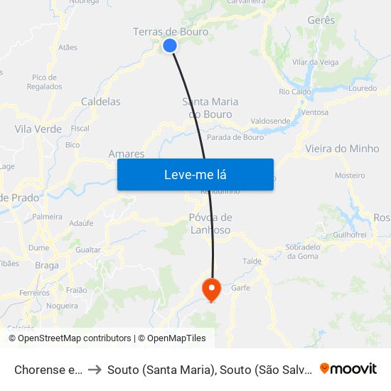 Chorense e Monte to Souto (Santa Maria), Souto (São Salvador) e Gondomar map