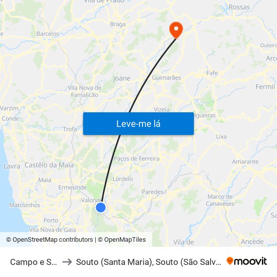 Campo e Sobrado to Souto (Santa Maria), Souto (São Salvador) e Gondomar map