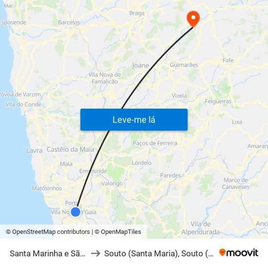 Santa Marinha e São Pedro da Afurada to Souto (Santa Maria), Souto (São Salvador) e Gondomar map