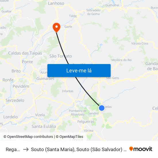 Regadas to Souto (Santa Maria), Souto (São Salvador) e Gondomar map
