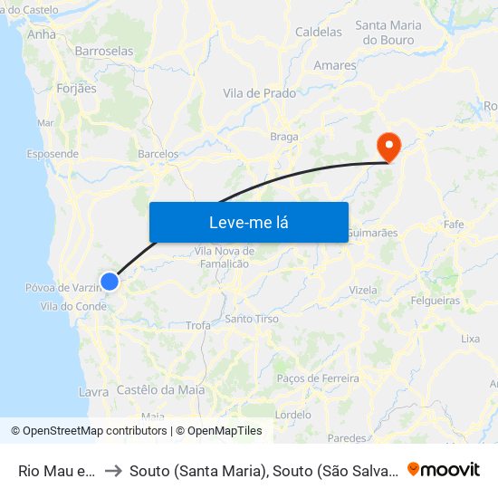 Rio Mau e Arcos to Souto (Santa Maria), Souto (São Salvador) e Gondomar map