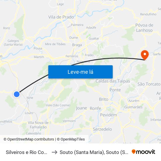 Silveiros e Rio Covo (Santa Eulália) to Souto (Santa Maria), Souto (São Salvador) e Gondomar map