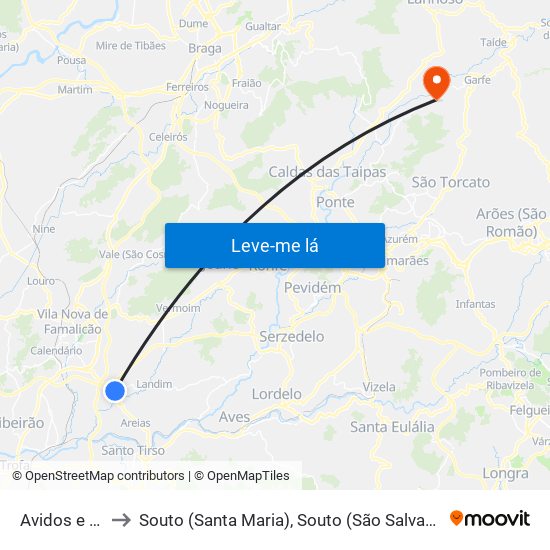 Avidos e Lagoa to Souto (Santa Maria), Souto (São Salvador) e Gondomar map